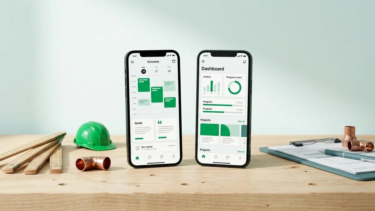 Tradify vs ServiceM8 job management apps compared side by side for UK
