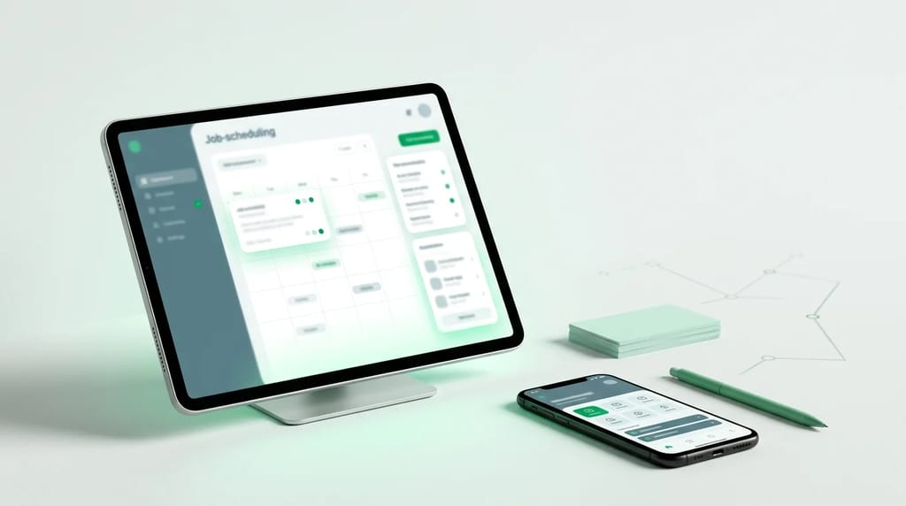 ServiceM8 alternatives compared on a phone held by a UK tradesperson on site